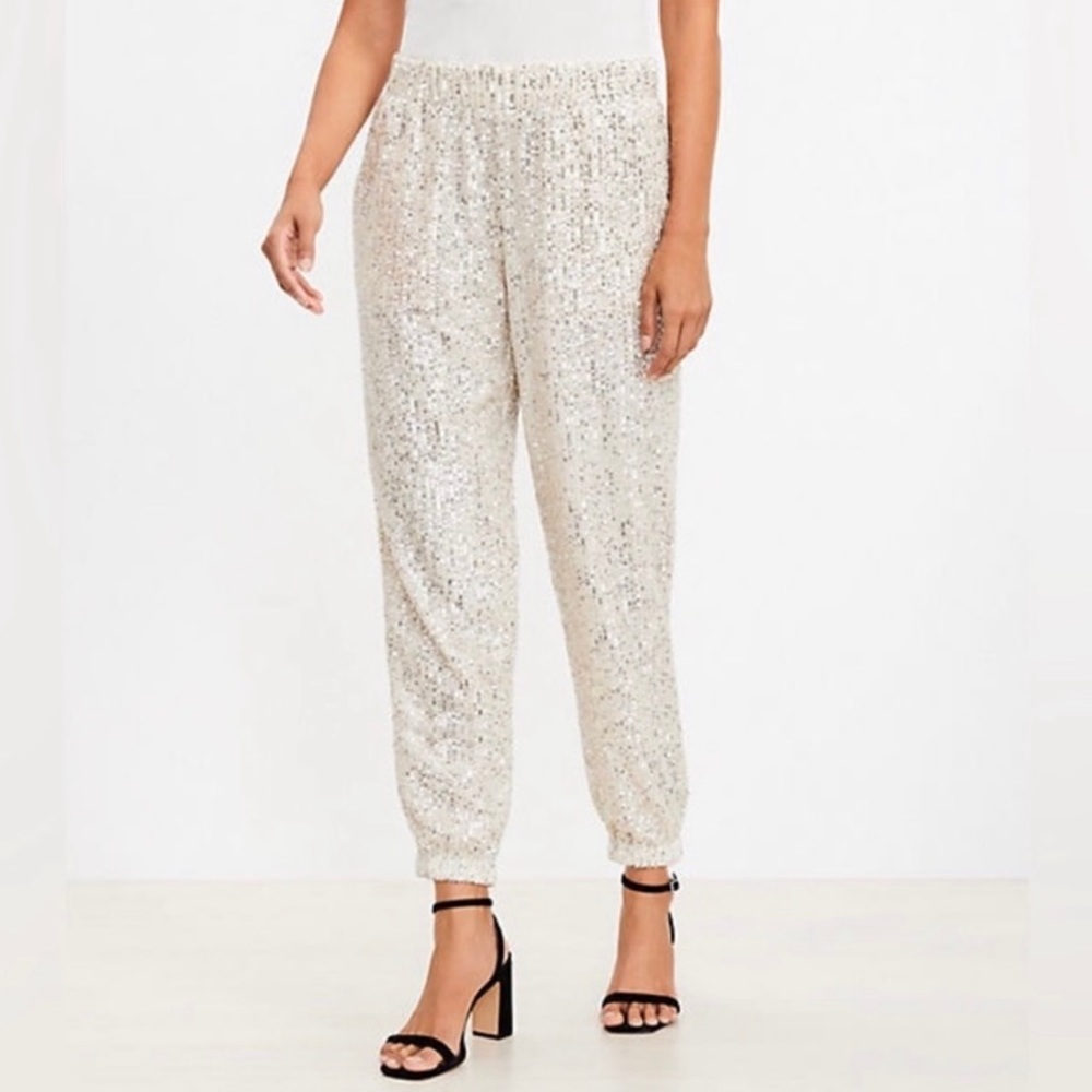 Loft gold sequin jogger pants